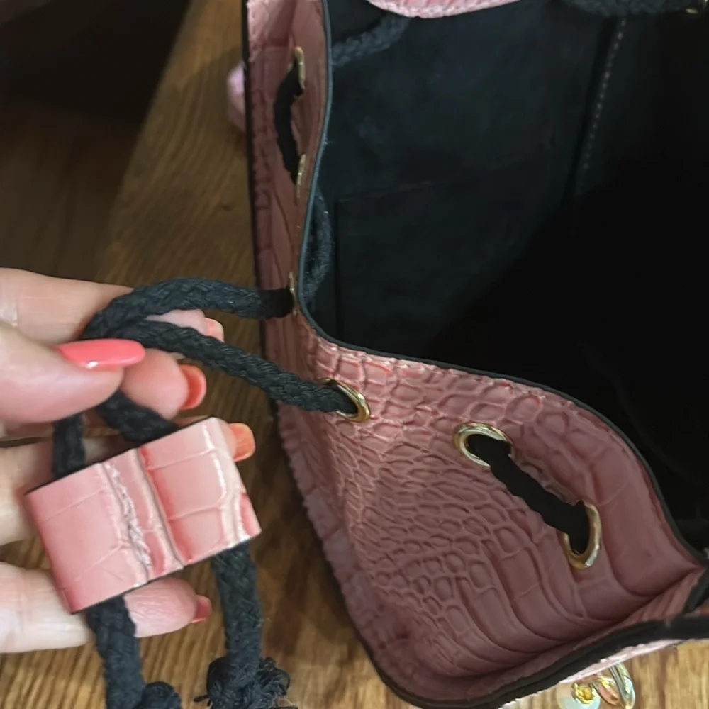 Pink SASSY CHIC LADY Bag with Face Design Adjustable size and crossbody handle